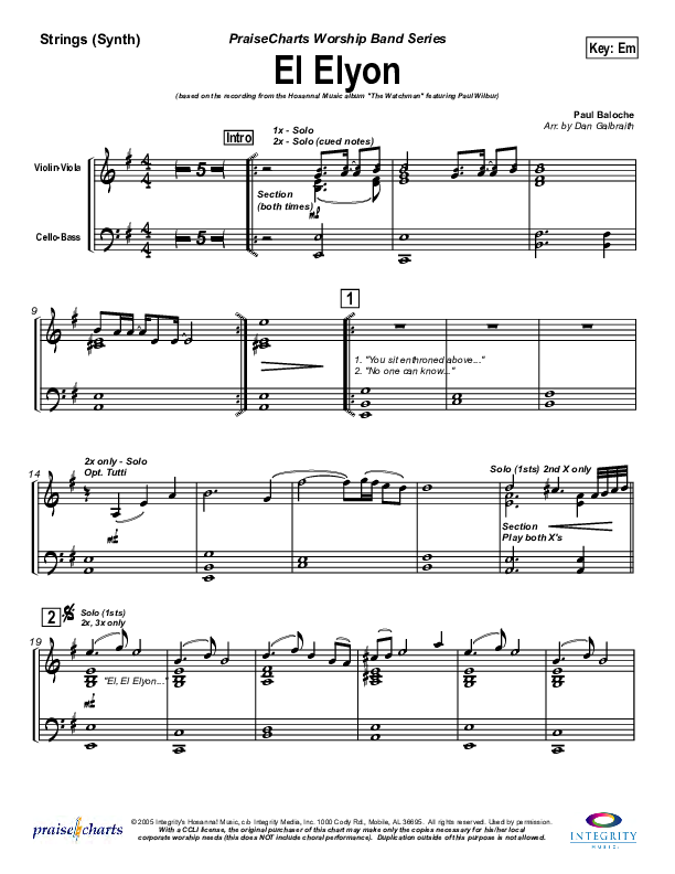 El Elyon Synth Strings (Paul Wilbur)