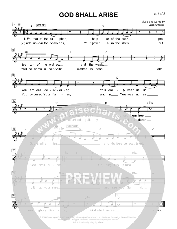 God Shall Arise Lead Sheet (Sovereign Grace)