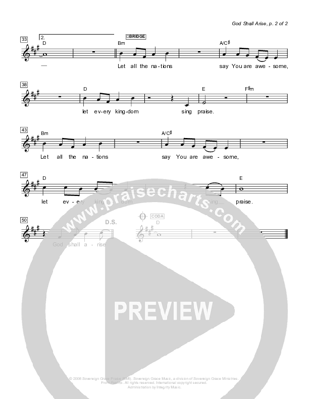 God Shall Arise Lead Sheet (Sovereign Grace)