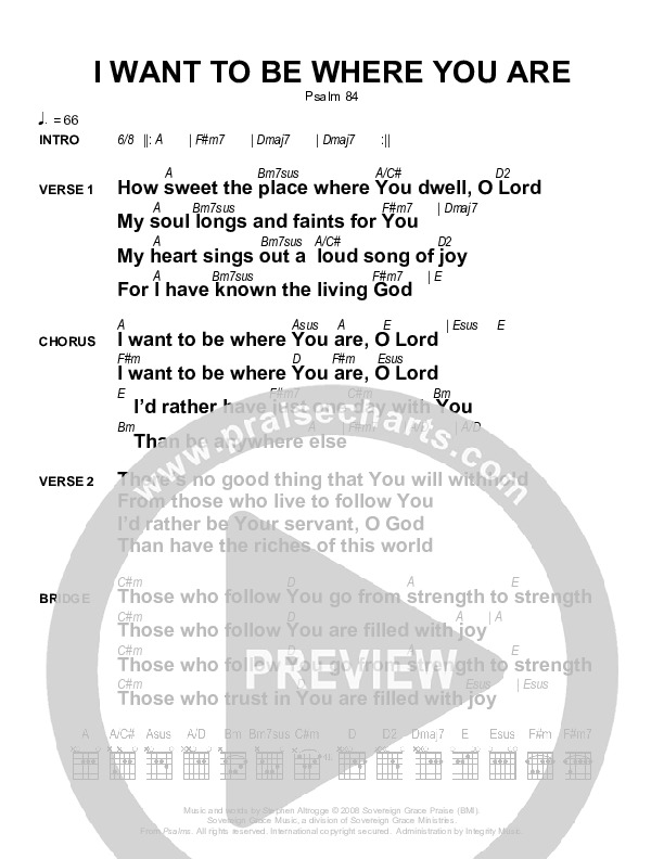 I Want To Be Where You Are Chords & Lyrics (Sovereign Grace)