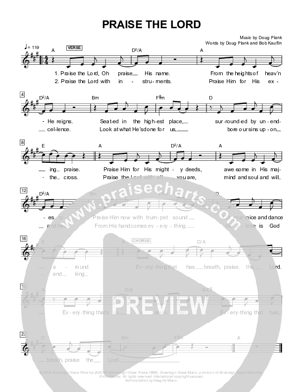 Praise The Lord Sheet Music PDF (Sovereign Grace) PraiseCharts