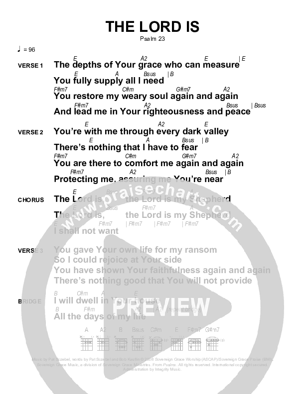 The Lord Is Chords & Lyrics (Sovereign Grace)