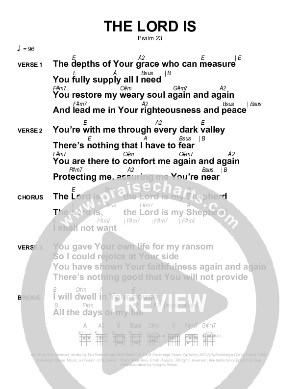 The Lord Is Chords & Lyrics (Sovereign Grace)