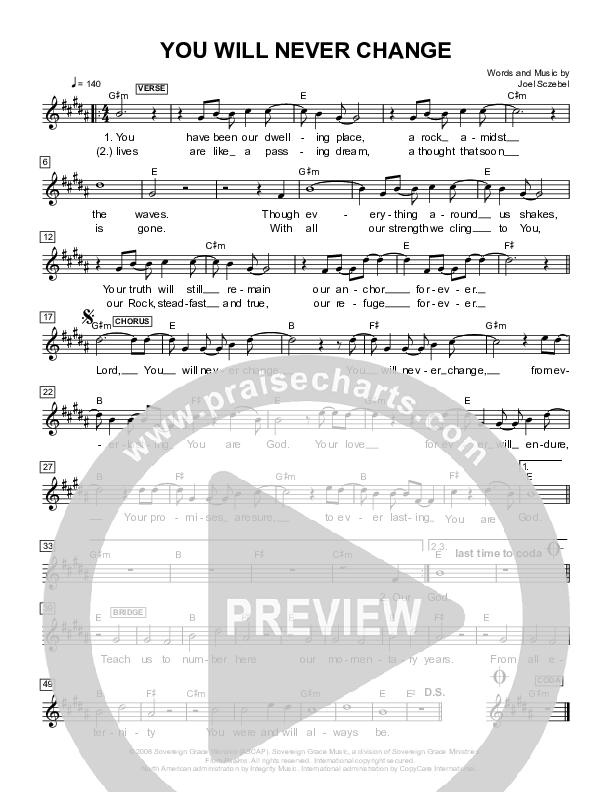 You Will Never Change Lead Sheet (Sovereign Grace)