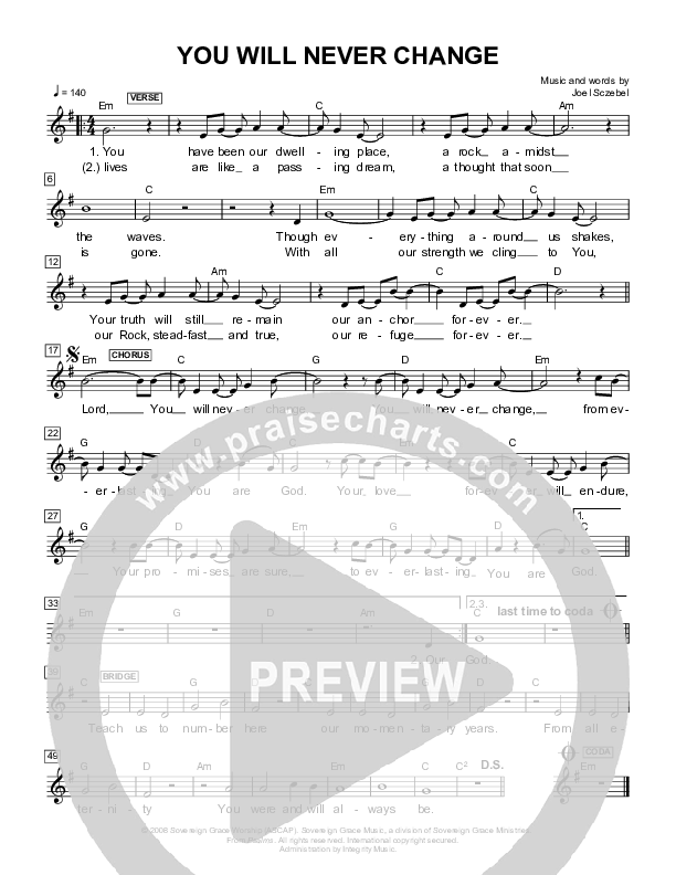 You Will Never Change Lead Sheet (Sovereign Grace)