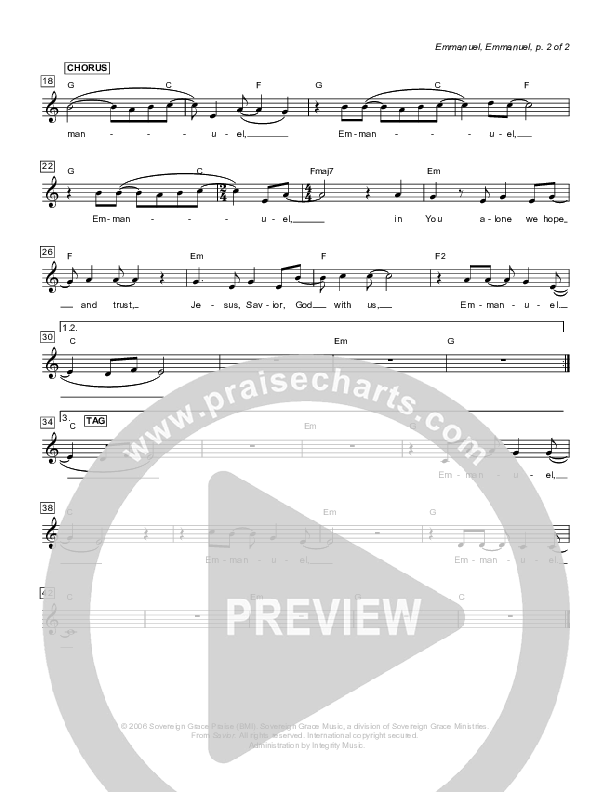 Emmanuel Emmanuel Lead Sheet (Sovereign Grace)