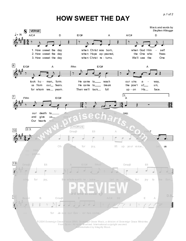 How Sweet The Day Lead Sheet (Sovereign Grace)