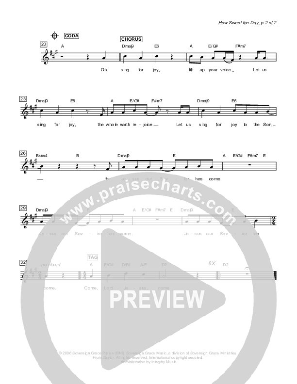 How Sweet The Day Lead Sheet (Sovereign Grace)