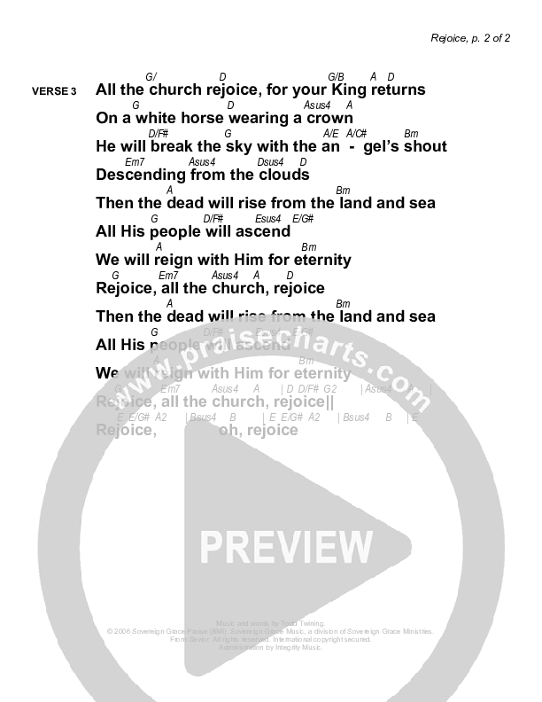 Rejoice Chords & Lyrics (Sovereign Grace)
