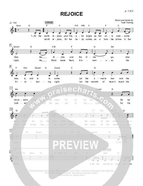 Rejoice Lead Sheet (Sovereign Grace)