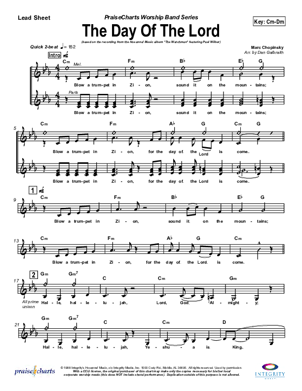 The Day Of The Lord Lead Sheet (Marc Chopinsky)