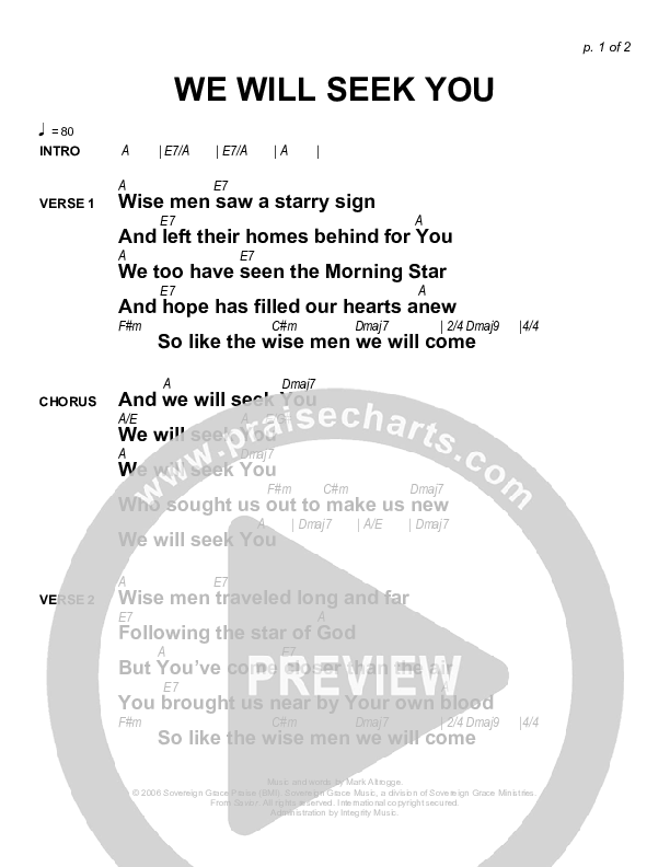 We Will Seek You Chords & Lyrics (Sovereign Grace)