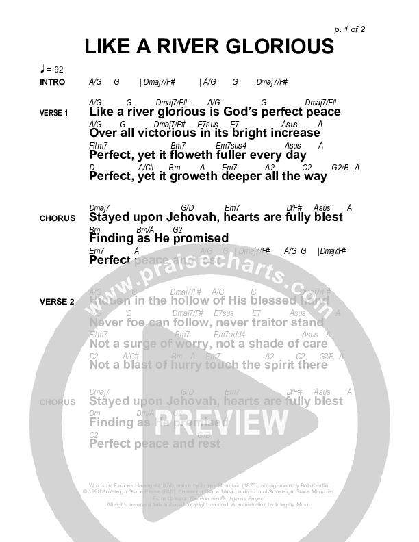 Like A River Glorious Chords & Lyrics (Sovereign Grace)