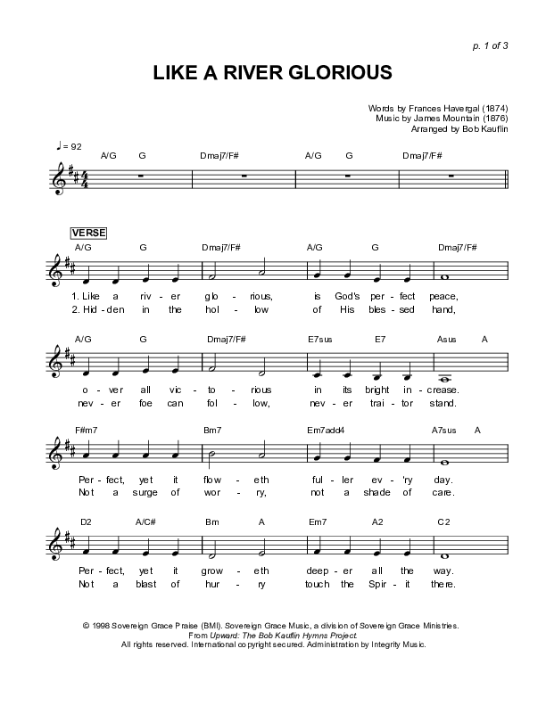 Like A River Glorious Lead Sheet (Sovereign Grace)