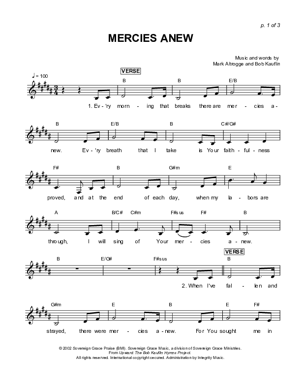 Mercies Anew Lead Sheet (Sovereign Grace)