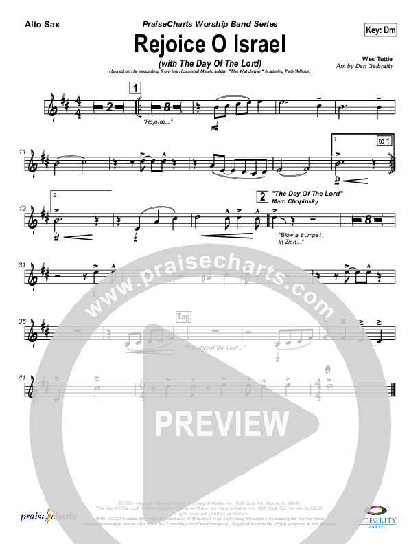 Rejoice O Israel Wind Pack (Paul Wilbur)