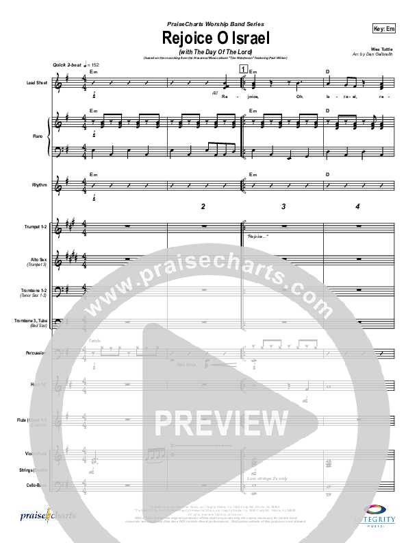 Rejoice O Israel Conductor's Score (Paul Wilbur)