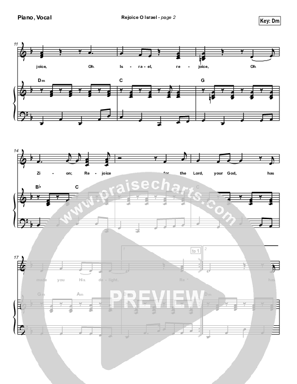 Rejoice O Israel Piano/Vocal (Paul Wilbur)