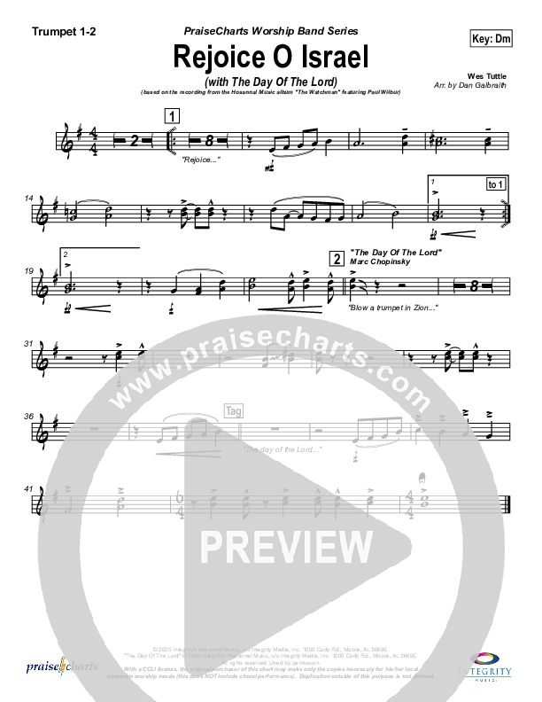 Rejoice O Israel Trumpet 1,2 (Paul Wilbur)