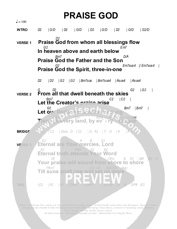 Praise God Chords & Lyrics (Sovereign Grace)
