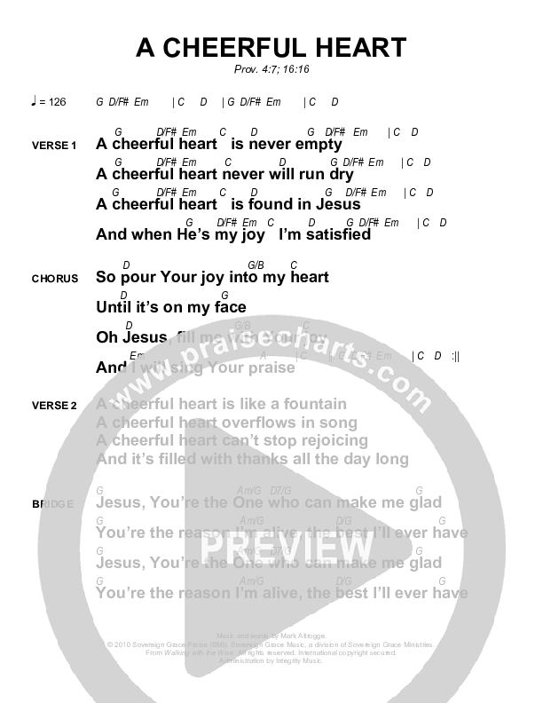 A Cheerful Heart Chords & Lyrics (Sovereign Grace)