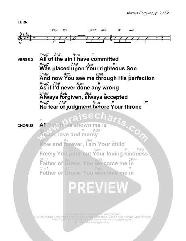 Always Forgiven Chords PDF Sovereign Grace PraiseCharts