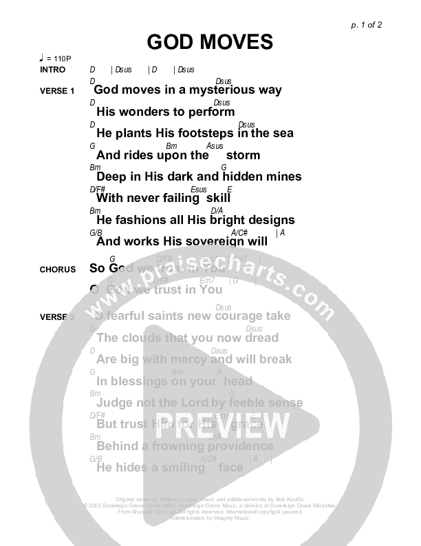 God Moves Chords & Lyrics (Sovereign Grace)