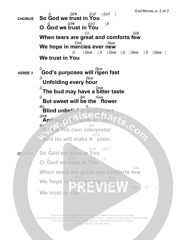 God Moves Chords & Lyrics (Sovereign Grace)