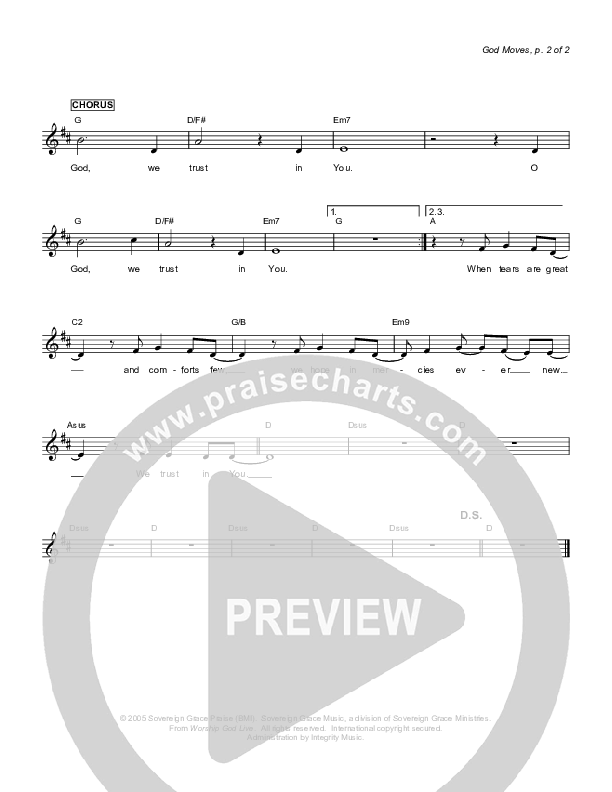 God Moves Lead Sheet (Sovereign Grace)