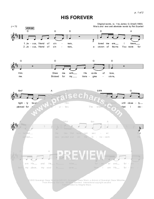 His Forever Lead Sheet (Sovereign Grace)