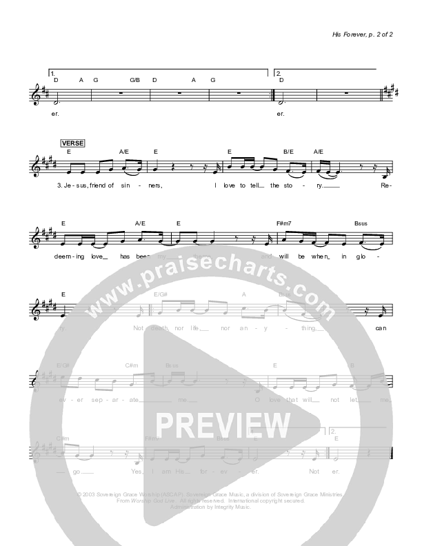 His Forever Lead Sheet (Sovereign Grace)
