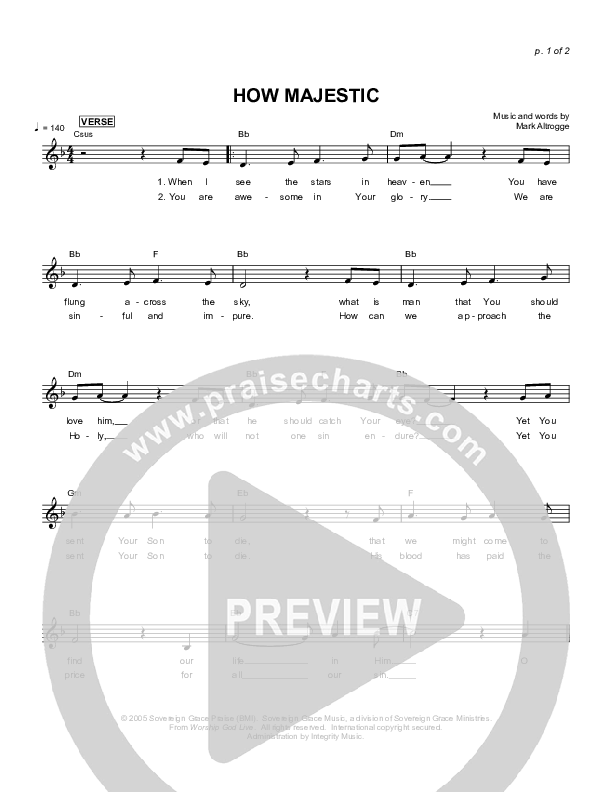 How Majestic Lead Sheet (Sovereign Grace)