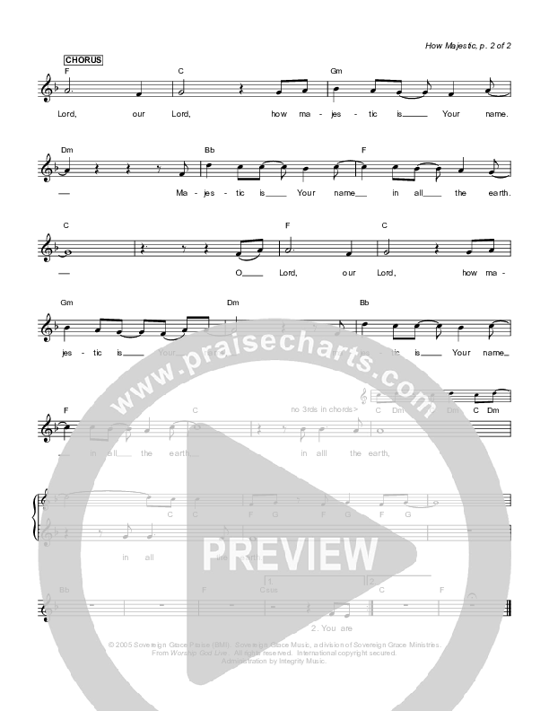 How Majestic Lead Sheet (Sovereign Grace)