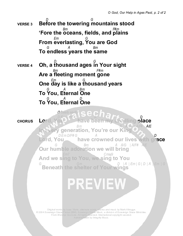 O God Our Help In Ages Past Chords & Lyrics (Sovereign Grace)