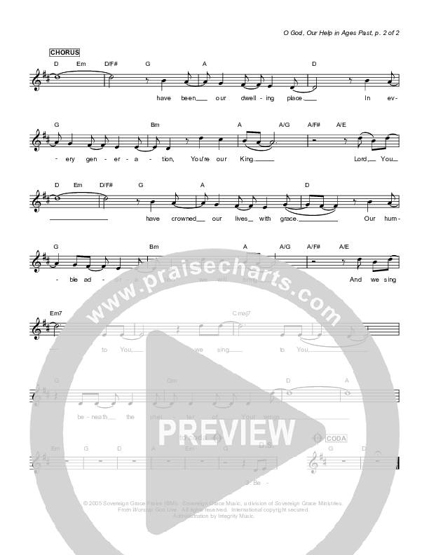 O God Our Help In Ages Past Lead Sheet (Sovereign Grace)