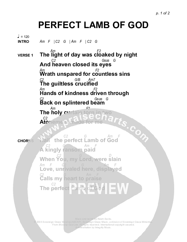 Perfect Lamb Of God Chords & Lyrics (Sovereign Grace)