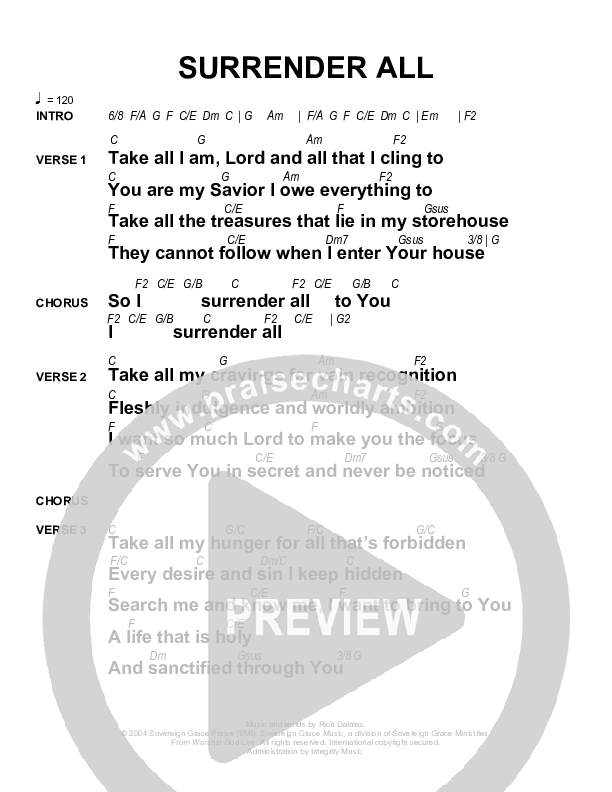 Surrender All Chords & Lyrics (Sovereign Grace)