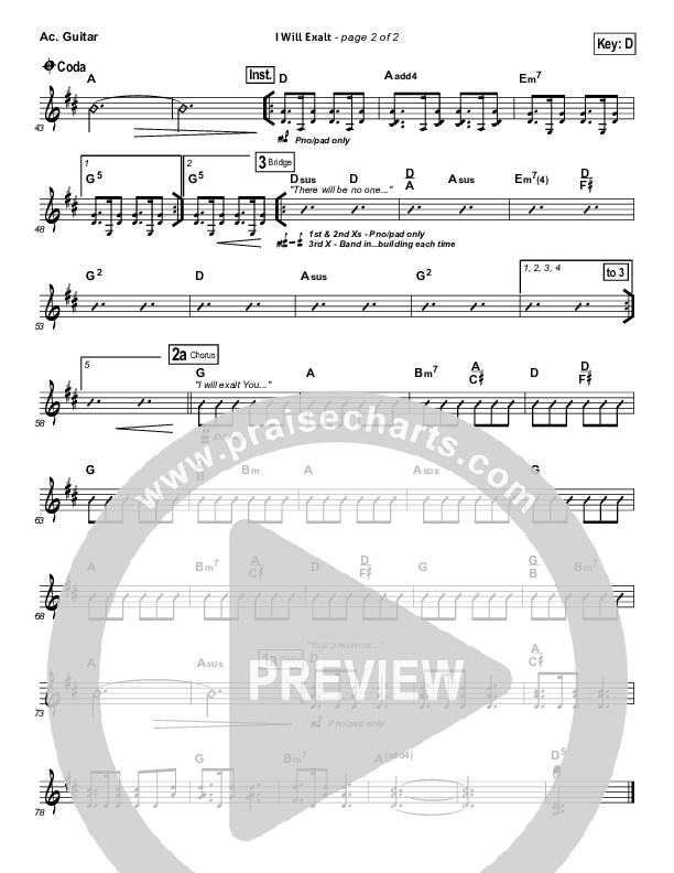 I Will Exalt Acoustic Guitar (Bethel Music)