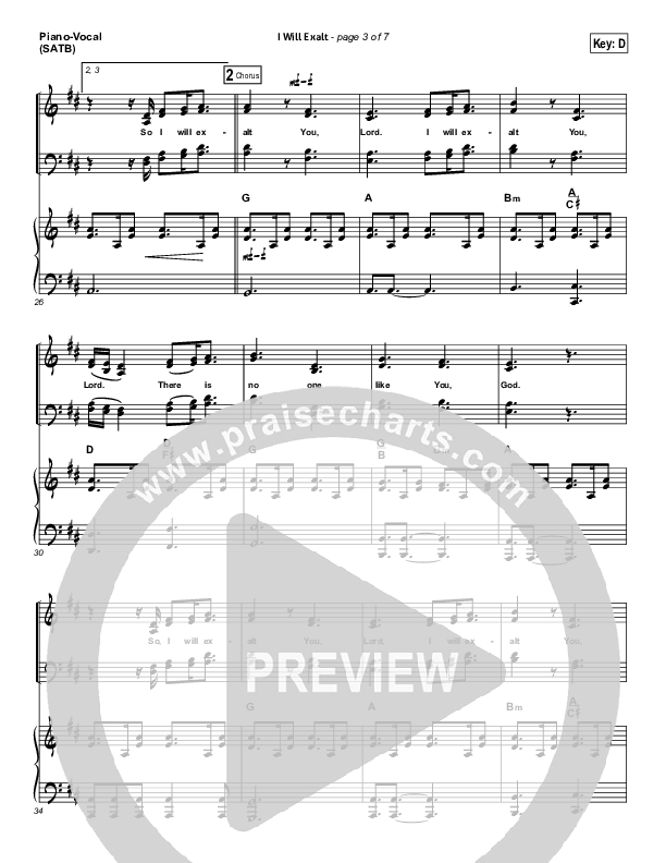 I Will Exalt Piano/Vocal (SATB) (Bethel Music)