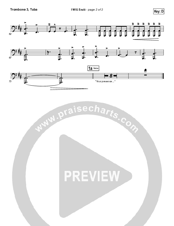 I Will Exalt Trombone 3/Tuba (Bethel Music)