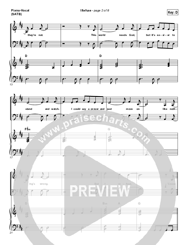 I Refuse Piano/Vocal (Josh Wilson)