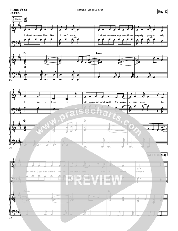 I Refuse Piano/Vocal (Josh Wilson)