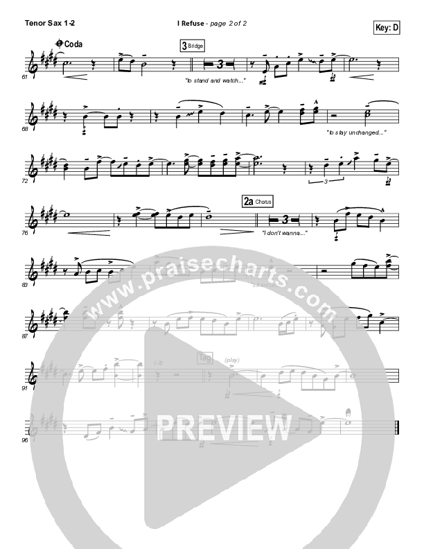 I Refuse Tenor Sax 1/2 (Josh Wilson)