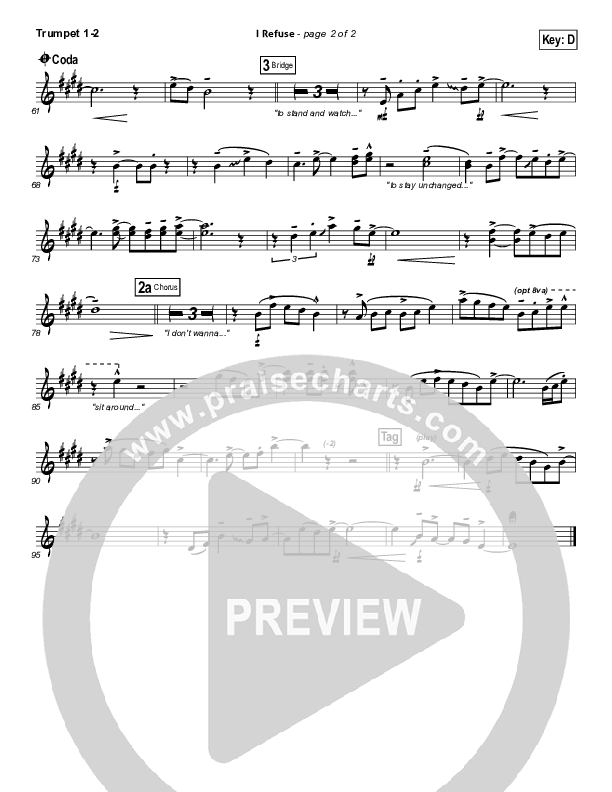 I Refuse Trumpet 1,2 (Josh Wilson)