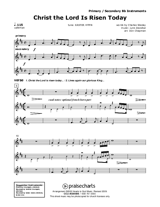 Christ the Lord Is Risen Today Bb Instruments (Don Chapman)