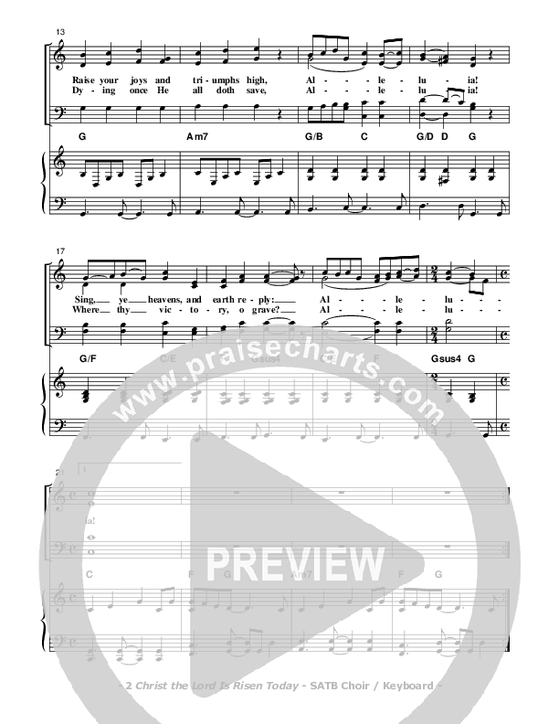 Christ the Lord Is Risen Today Choir Vocals (SATB) (Don Chapman)