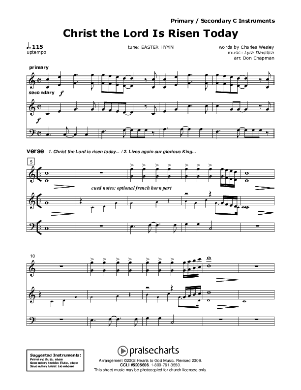 Christ the Lord Is Risen Today C Instruments (Don Chapman)