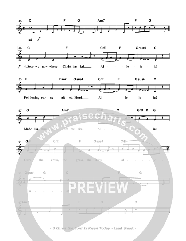 Christ the Lord Is Risen Today Lead Sheet (Don Chapman)
