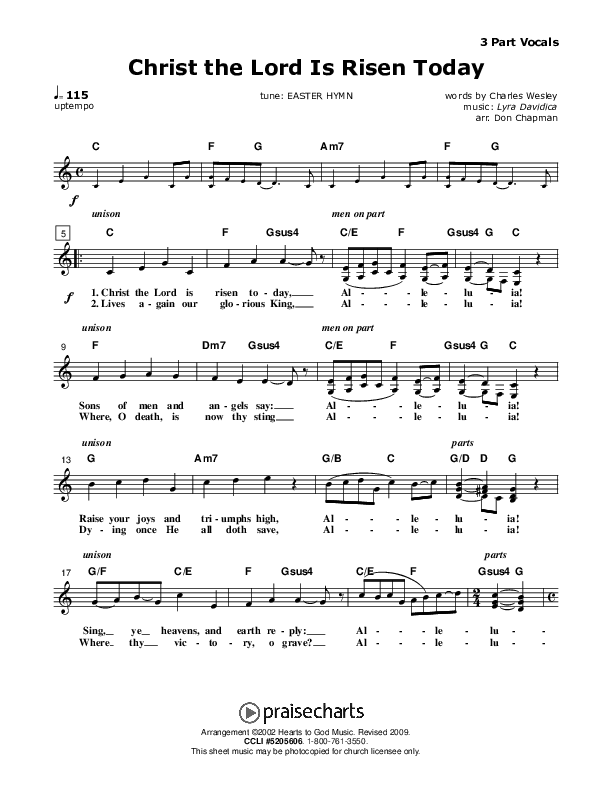 Christ the Lord Is Risen Today Lead Sheet (SAT) (Don Chapman)