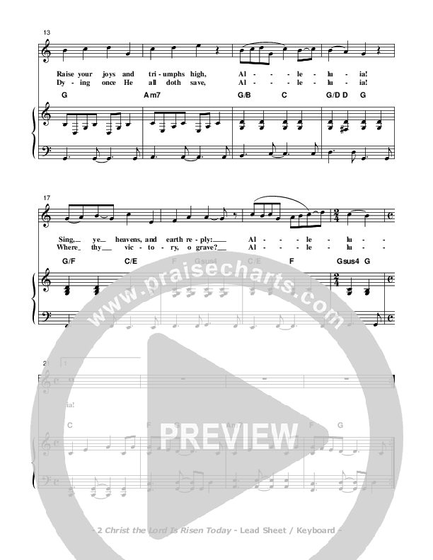 Christ the Lord Is Risen Today Piano/Vocal (Don Chapman)